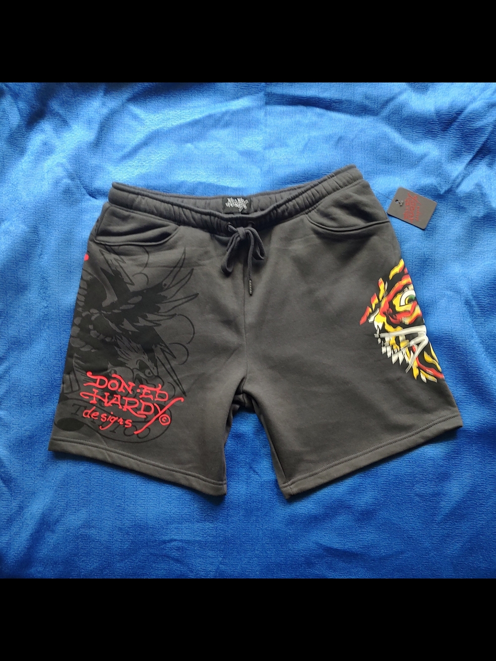 Ed Hardy Tiger Tattoo Print Sweat Shorts Mens Size Large New With Tags
